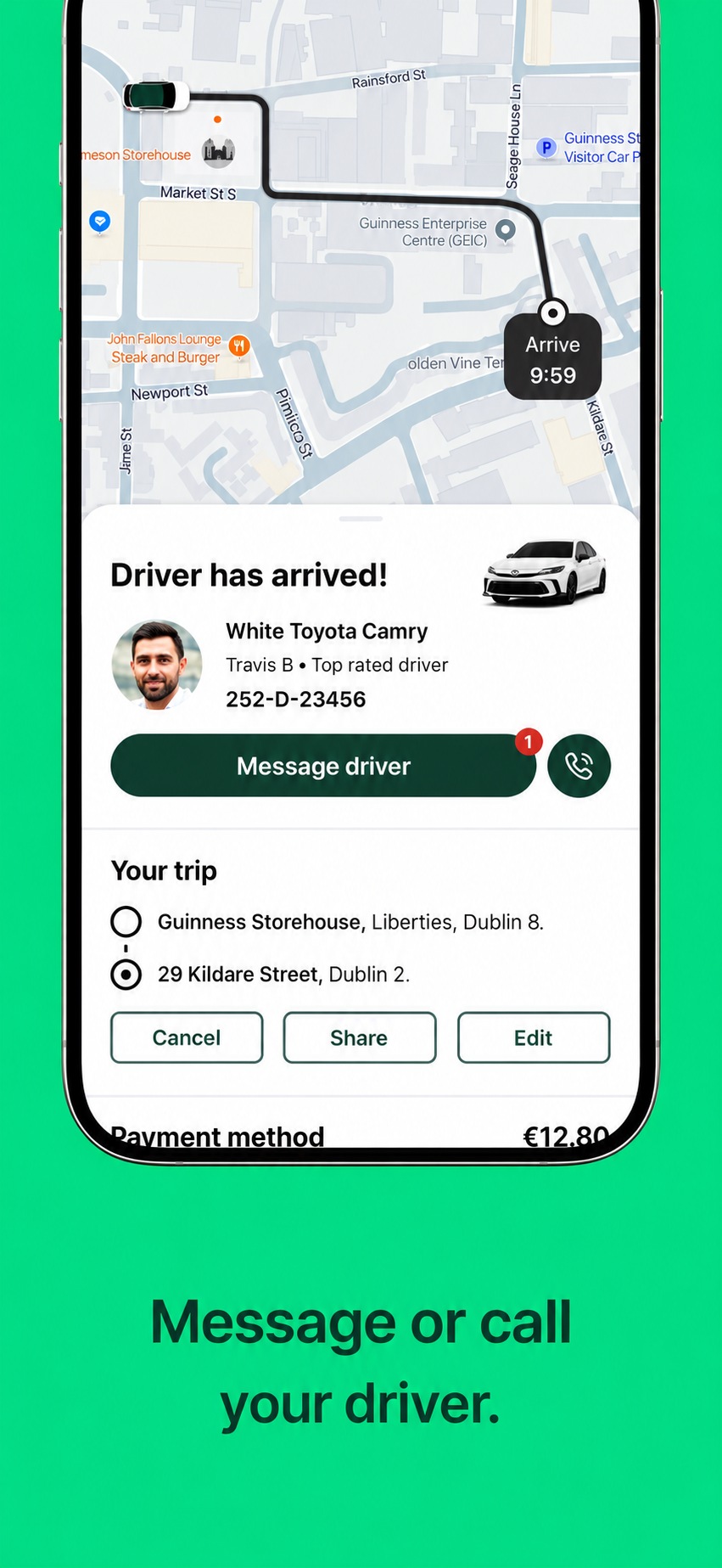 Message or call your driver